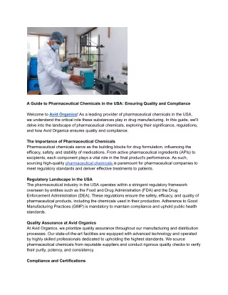 Pharmaceutical Chemicals in the USA_ Ensuring Quality and Compliance