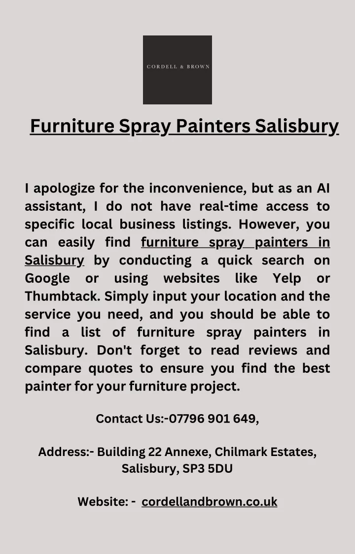 furniture spray painters salisbury