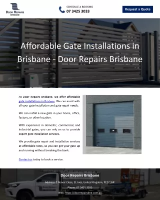 Affordable Gate Installations in Brisbane - Door Repairs Brisbane