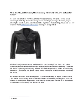 _Bold, Beautiful, and Timelessly Chic_ Embracing Individuality with Jorde Calf Leather Jackets_