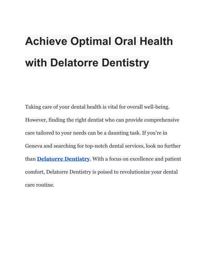 achieve optimal oral health