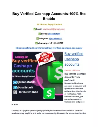 Buy Verified Cashapp Accounts-100% Btc Enable
