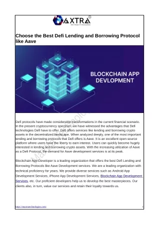 Choose the Best Defi Lending and Borrowing Protocol like Aave