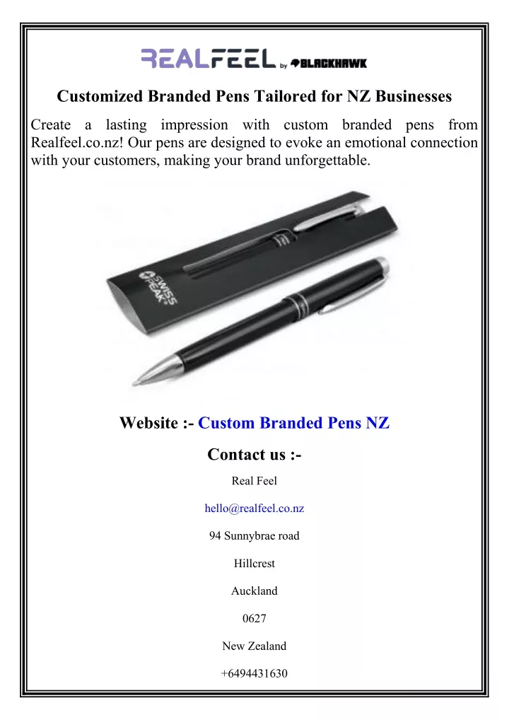 customized branded pens tailored for nz businesses