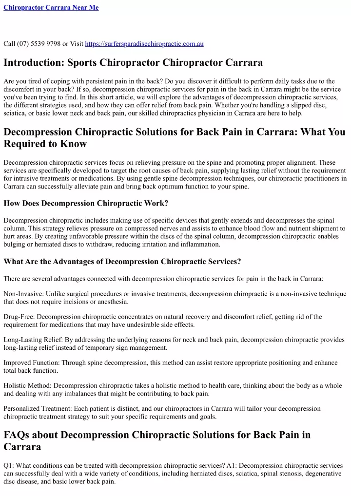 chiropractor carrara near me