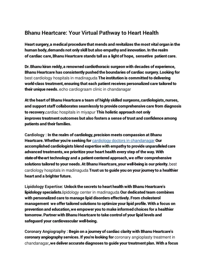 bhanu heartcare your virtual pathway to heart