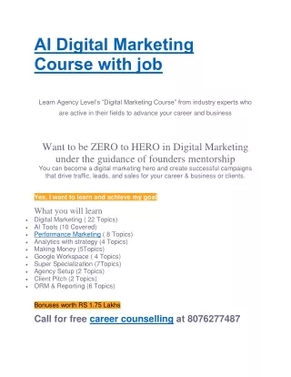 AI Digital Marketing Course with Job