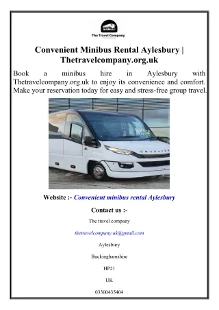 Convenient Minibus Rental Aylesbury  Thetravelcompany.org.uk