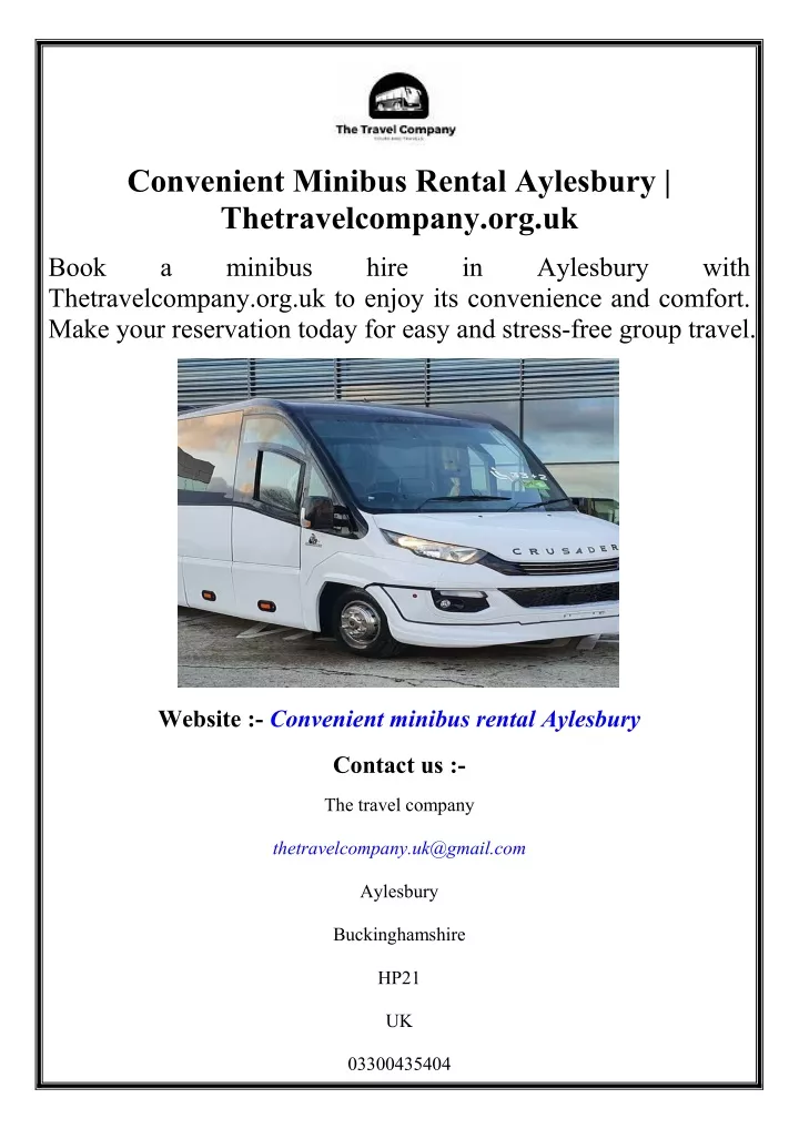 convenient minibus rental aylesbury