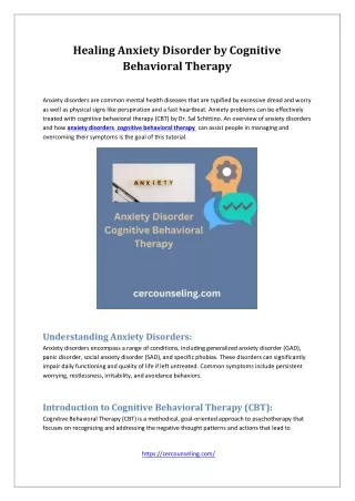 Healing Anxiety Disorder by Cognitive Behavioral Therapy