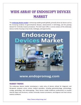 Wide Array of Endoscopy Devices Market