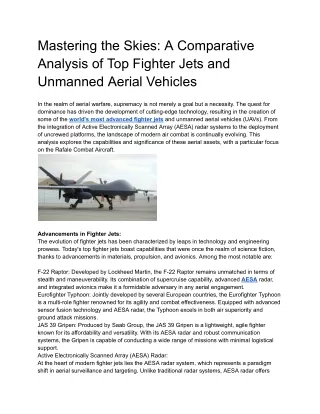 Mastering the Skies_ A Comparative Analysis of Top Fighter Jets and Unmanned Aerial Vehicles