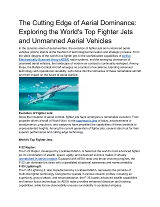 The Cutting Edge of Aerial Dominance_ Exploring the World's Top Fighter Jets and Unmanned Aerial Vehicles