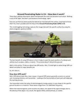 Ground Penetrating Radar in CA – How does it work