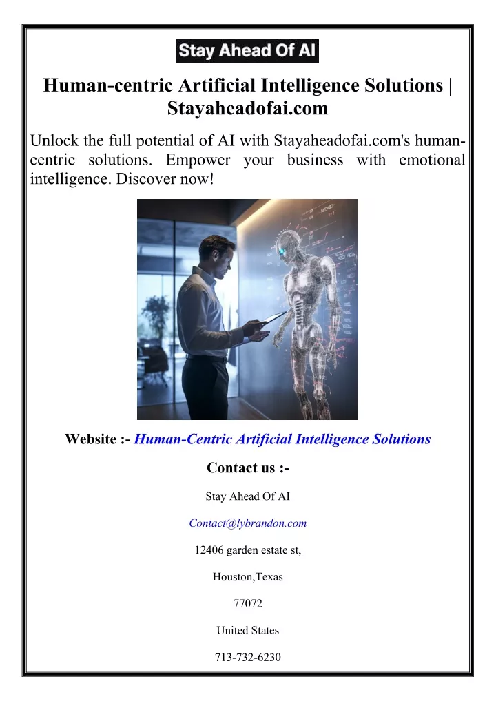 human centric artificial intelligence solutions