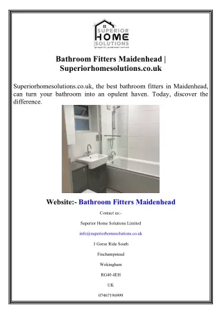 Bathroom Fitters Maidenhead  Superiorhomesolutions.co.uk