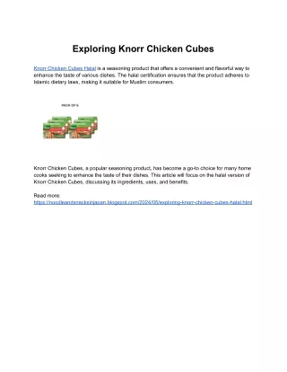 Exploring Knorr Chicken Cubes