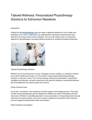 Tailored Wellness_ Personalized Physiotherapy Solutions for Edmonton Residents