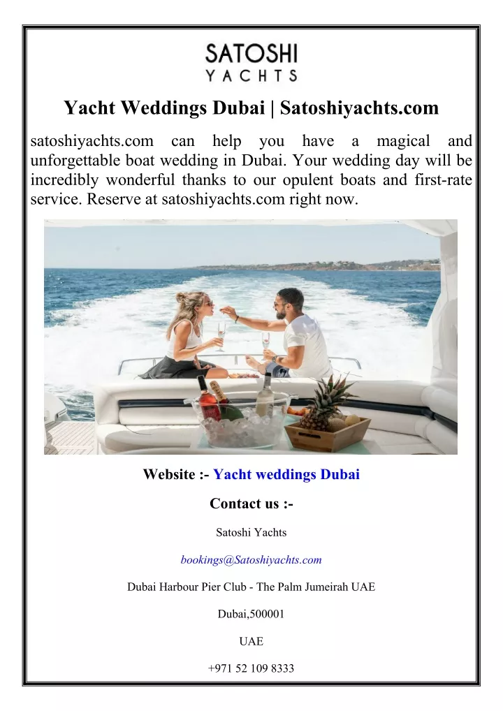 yacht weddings dubai satoshiyachts com