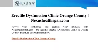 erectile dysfunction clinic orange county