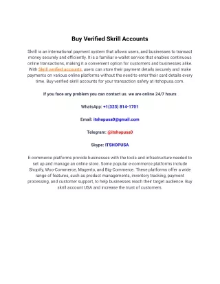 Buy 100% USA Verified Skrill Accounts