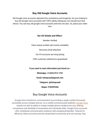 Buy Google Voice Accounts