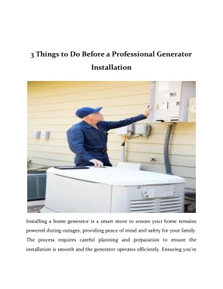 3 Things to Do Before a Professional Generator Installation