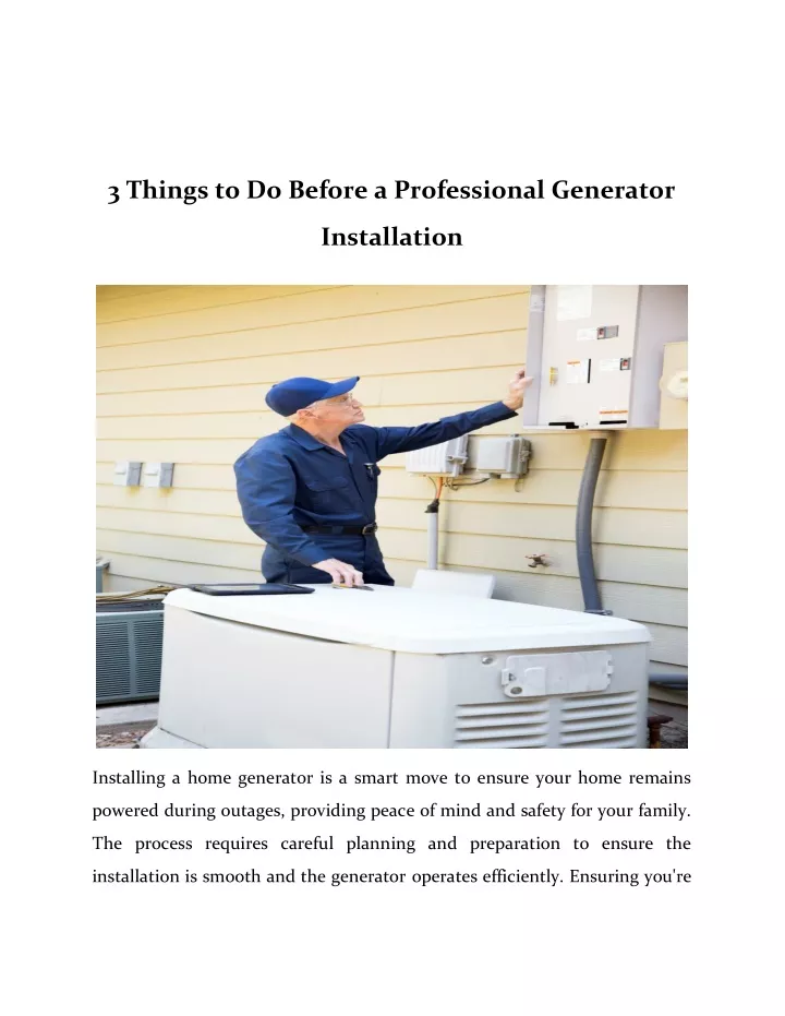 3 things to do before a professional generator