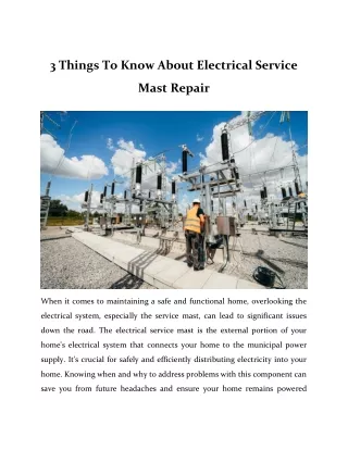 3 Things To Know About Electrical Service Mast Repair