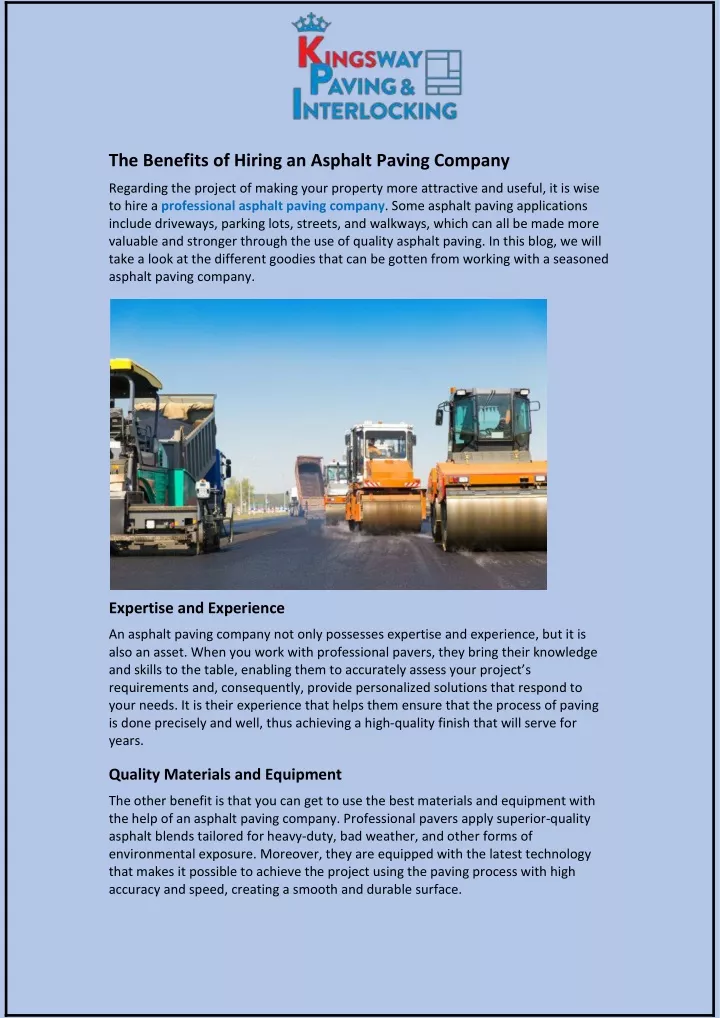 the benefits of hiring an asphalt paving company