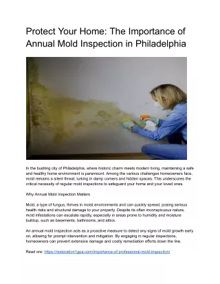 Protect Your Home_ The Importance of Annual Mold Inspection in Philadelphia