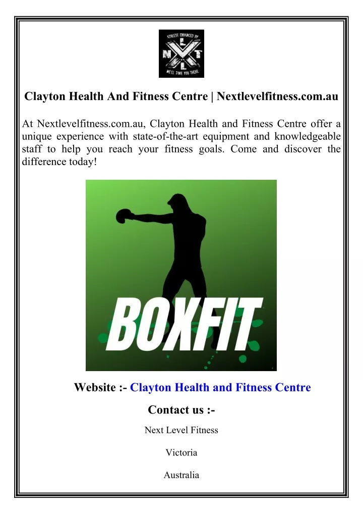 clayton health and fitness centre