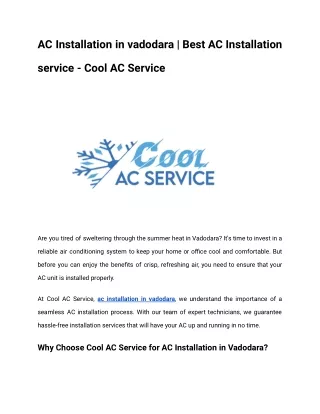 AC Installation in vadodara _ Best AC Installation service - Cool AC Service