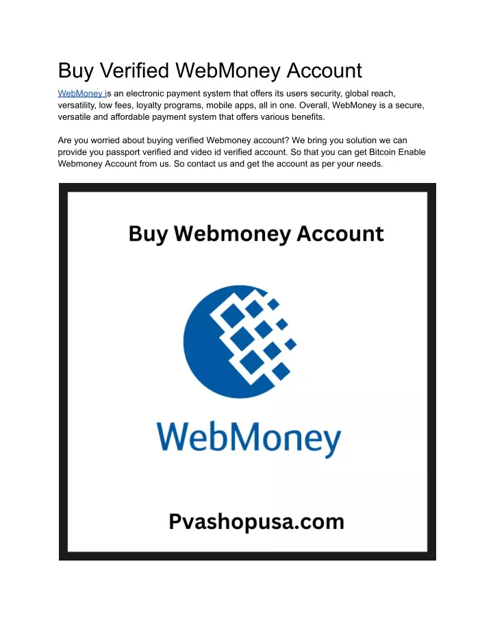 buy verified webmoney account