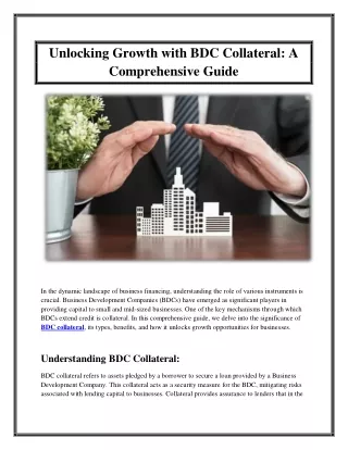 Unlocking Growth with BDC Collateral A Comprehensive Guide