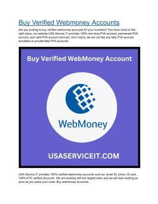 Buy Verified WebMoney Account for Sale - Safe and Reliable