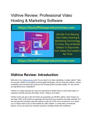 Vidhive Review: Professional Video Hosting & Marketing Software