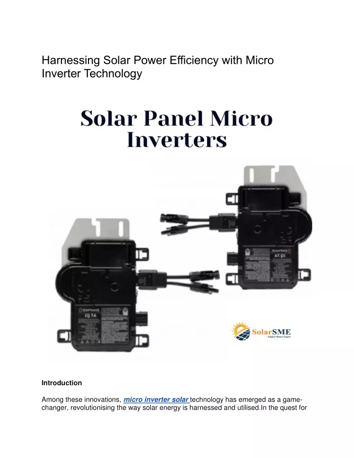 harnessing solar power efficiency with micro