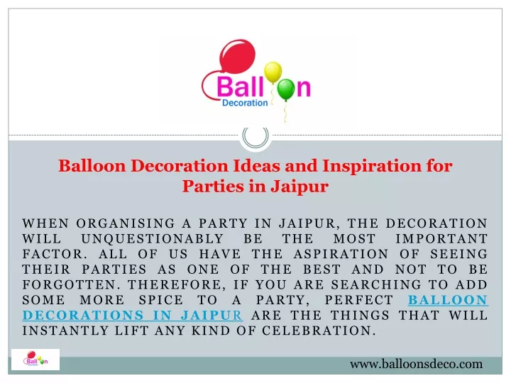 balloon decoration ideas and inspiration for parties in jaipur