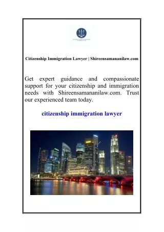 Citizenship Immigration Lawyer | Shireensamananilaw.com