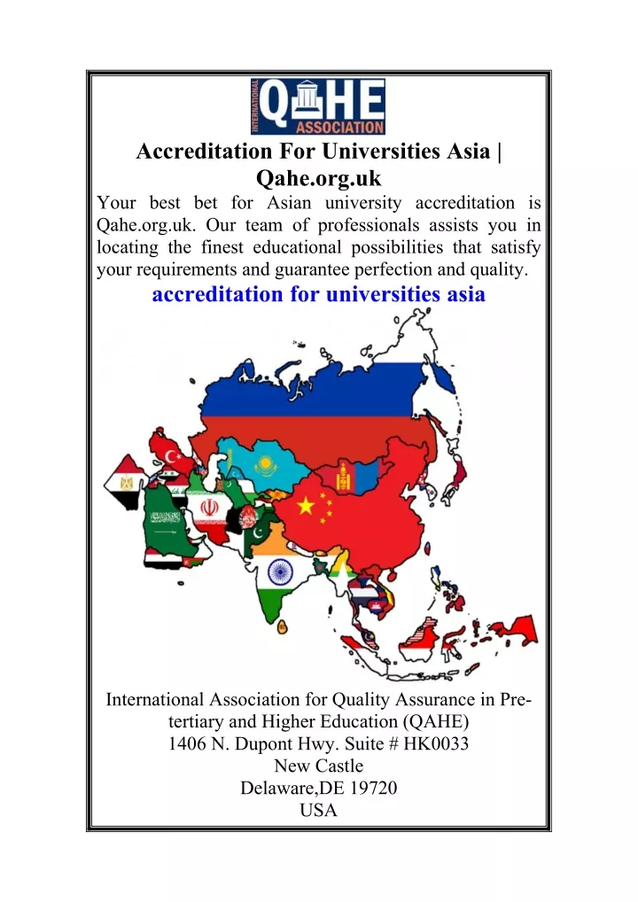 accreditation for universities asia qahe