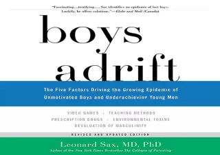 [PDF] DOWNLOAD  Boys Adrift: The Five Factors Driving the Growing