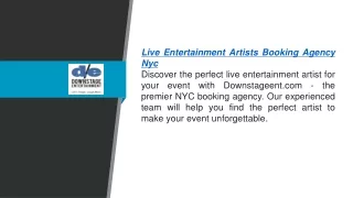 Live Entertainment Artists Booking Agency Nyc  Downstageent.com