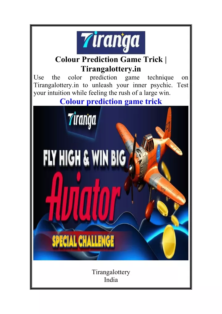 colour prediction game trick tirangalottery