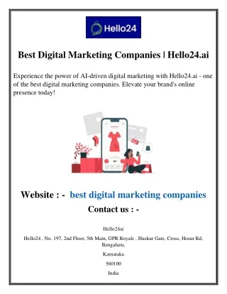 Best Digital Marketing Companies | Hello24.ai