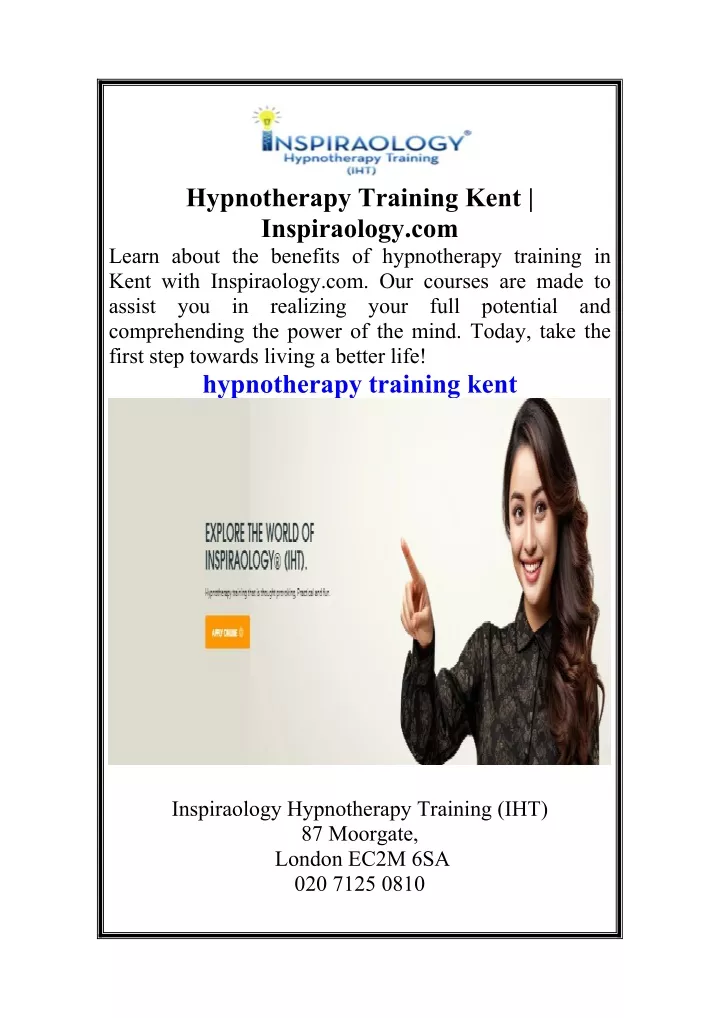 hypnotherapy training kent inspiraology com learn