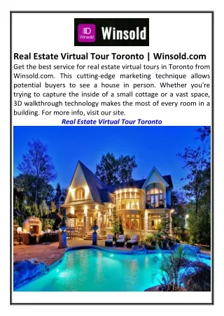 Real Estate Virtual Tour Toronto Winsold.com