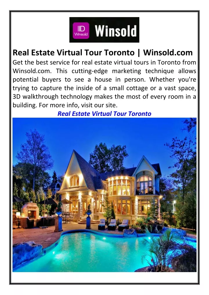 real estate virtual tour toronto winsold