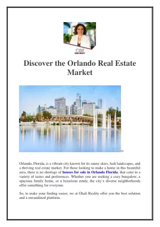 Discover the Orlando Real Estate Market