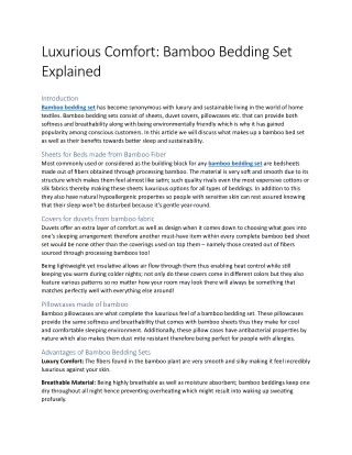 luxurious comfort bamboo bedding set explained